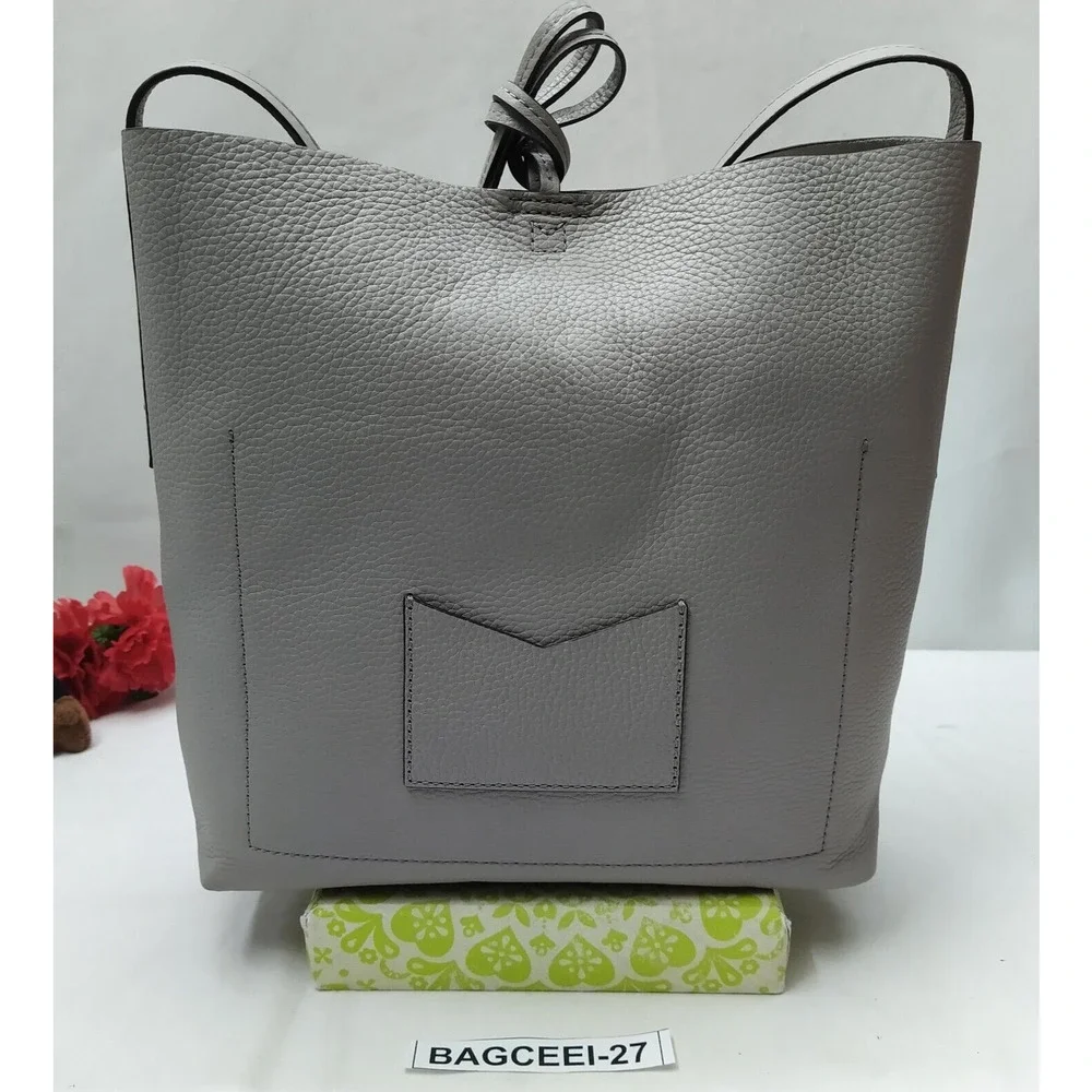 Michael Kors Junie Gray Pebbled Leather Hobo Shoulder Bag